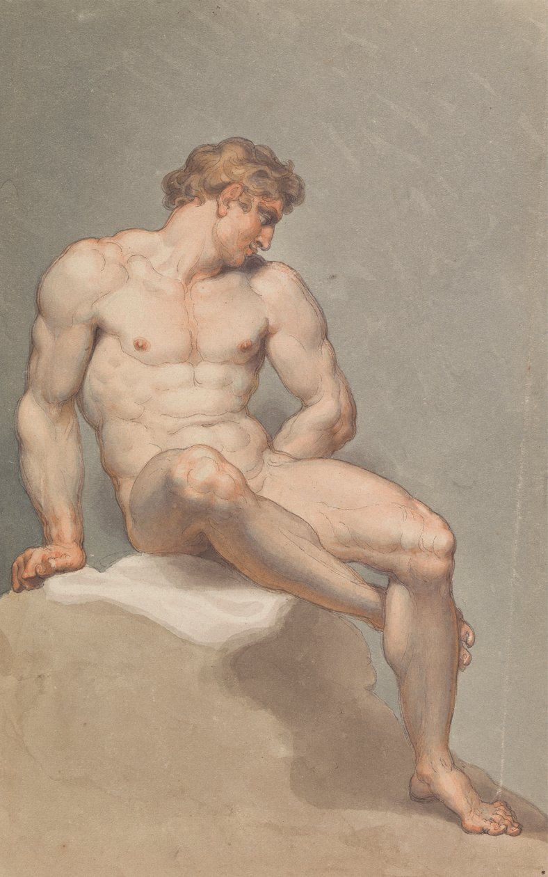 Studie av en mannlig naken av Edward Francis Burney