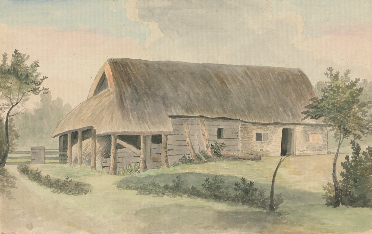 Låve med stråtak av Edward Francis Burney