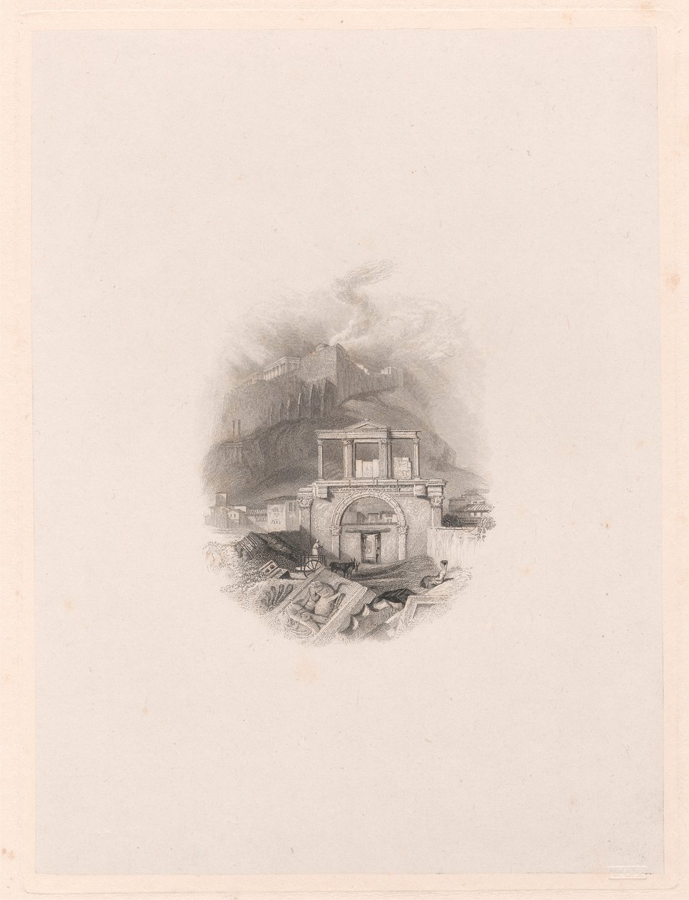 Theseus-porten, Athen av Edward Francis Finden