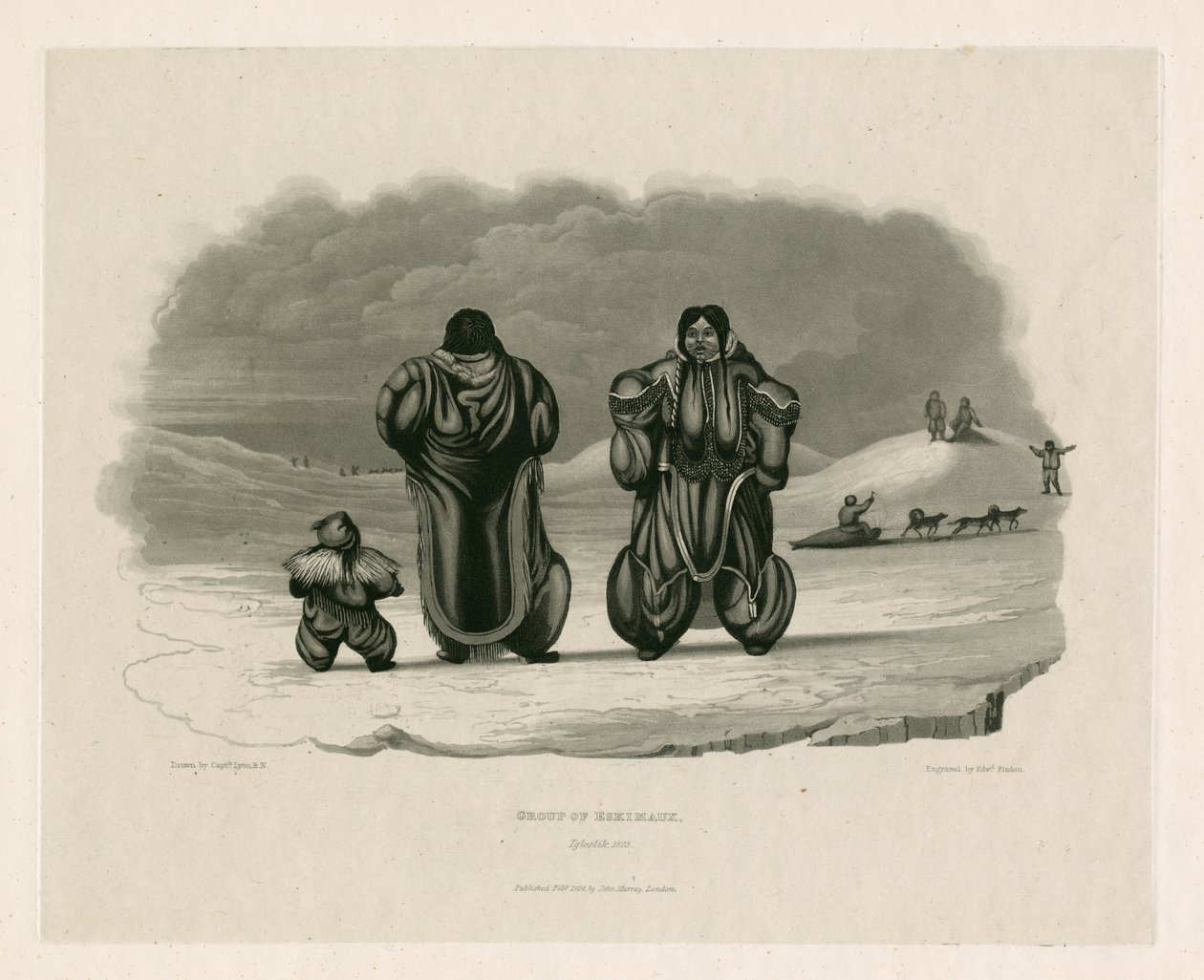 Gruppe av Eskimaux, Igloolik av Edward Francis Finden