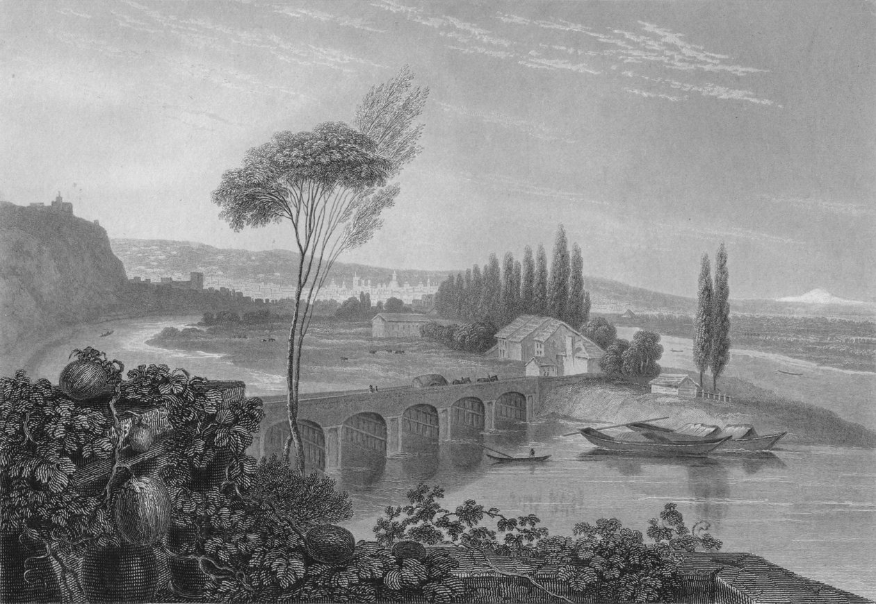 Lyons, fra sammenløpet av Rhone og Saone, 1827. av Edward Francis Finden