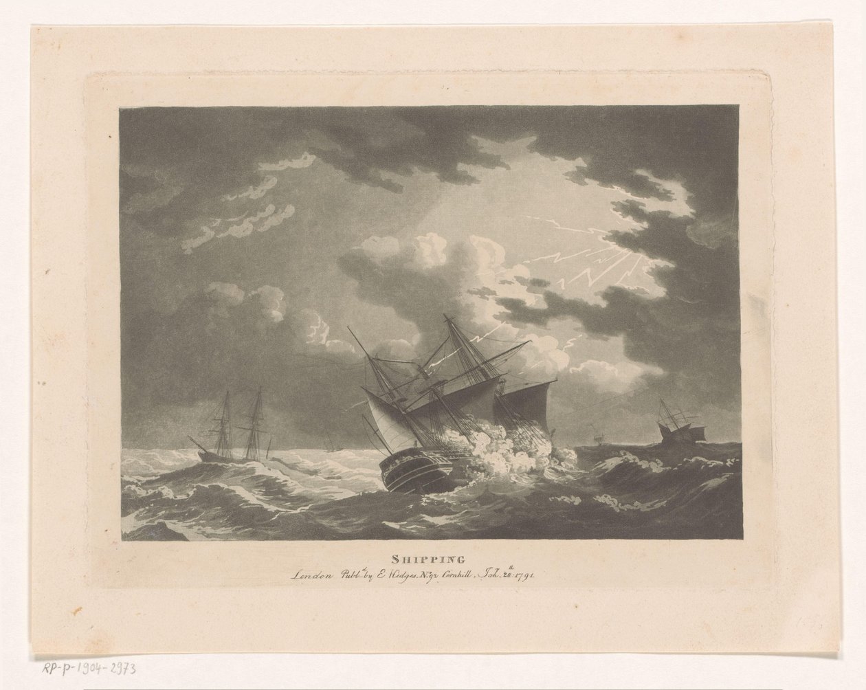 Skip i tordenvær på sjøen Frakt (tittel på objekt) Seascapes (serietittel) av Edward Hedges
