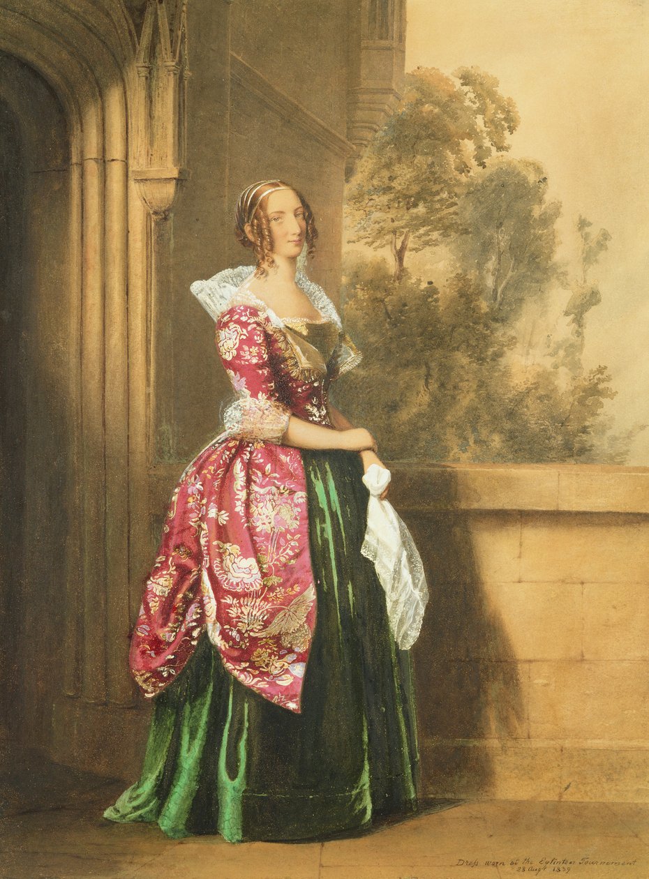 A Lady in her Costume Worn at Eglinton Tournament, 1839 (blyant og wc) av Edward Henry Corbould