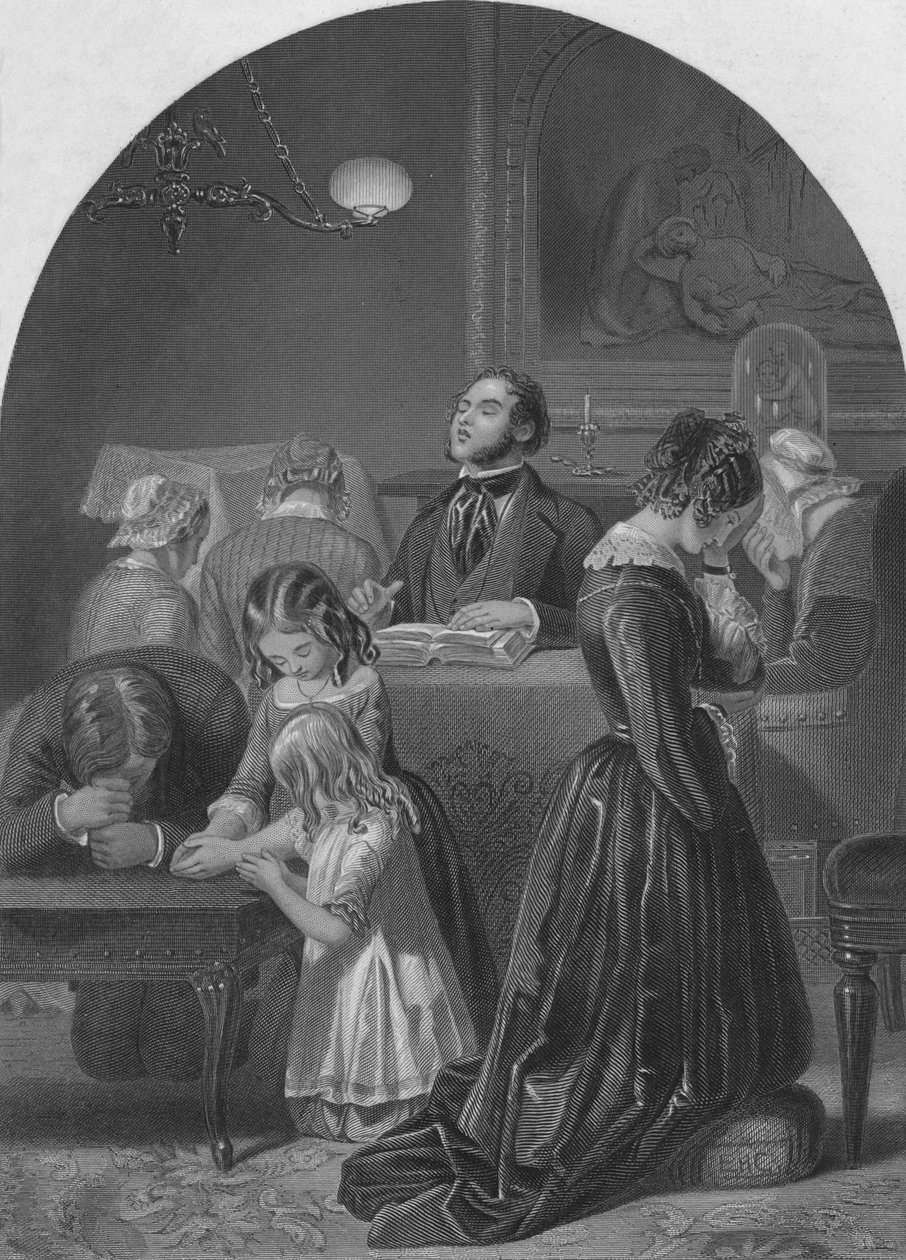Familiegudstjeneste, c1870 av Edward Henry Corbould