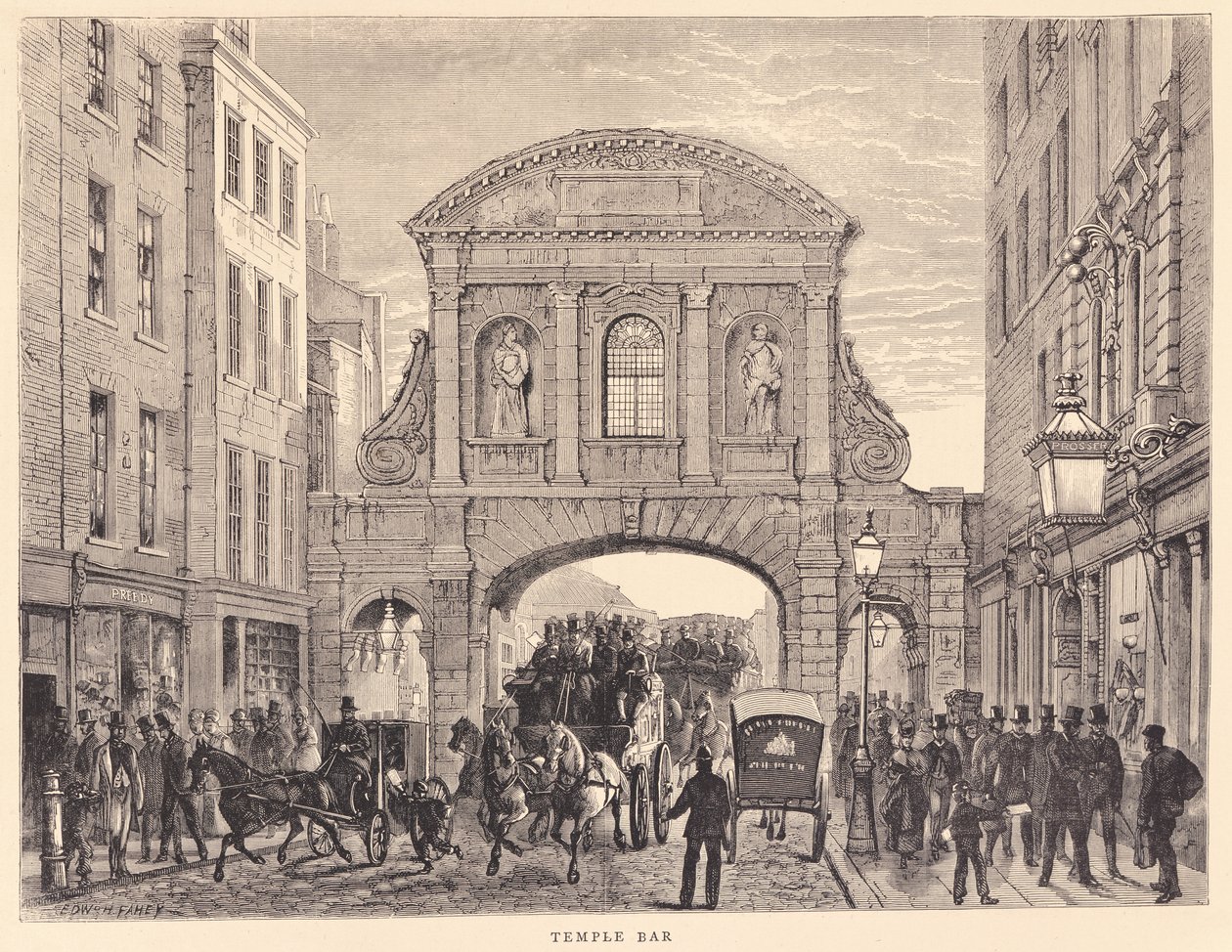 Temple Bar i Fleet Street, ca. 1870 av Edward Henry Fahey