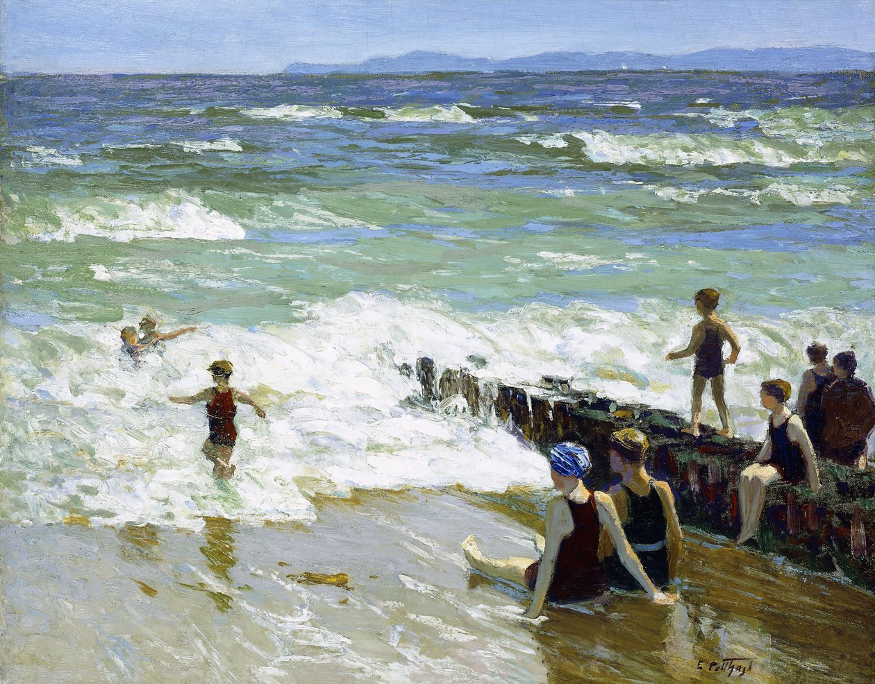 Badende ved bølgebryteren, av Edward Henry Potthast
