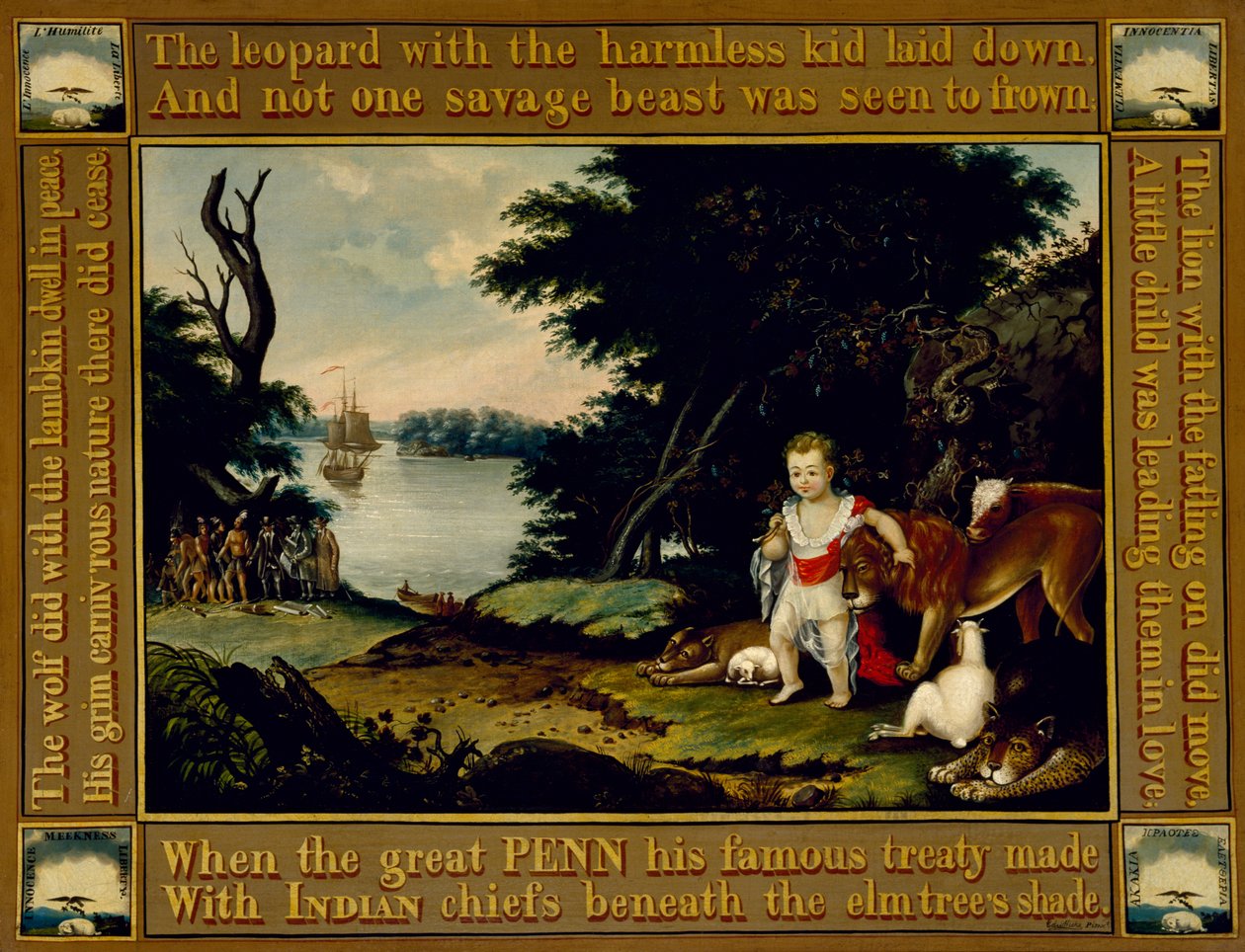 Peaceable Kingdom, ca. 1826-28 (olje på lerret) av Edward Hicks