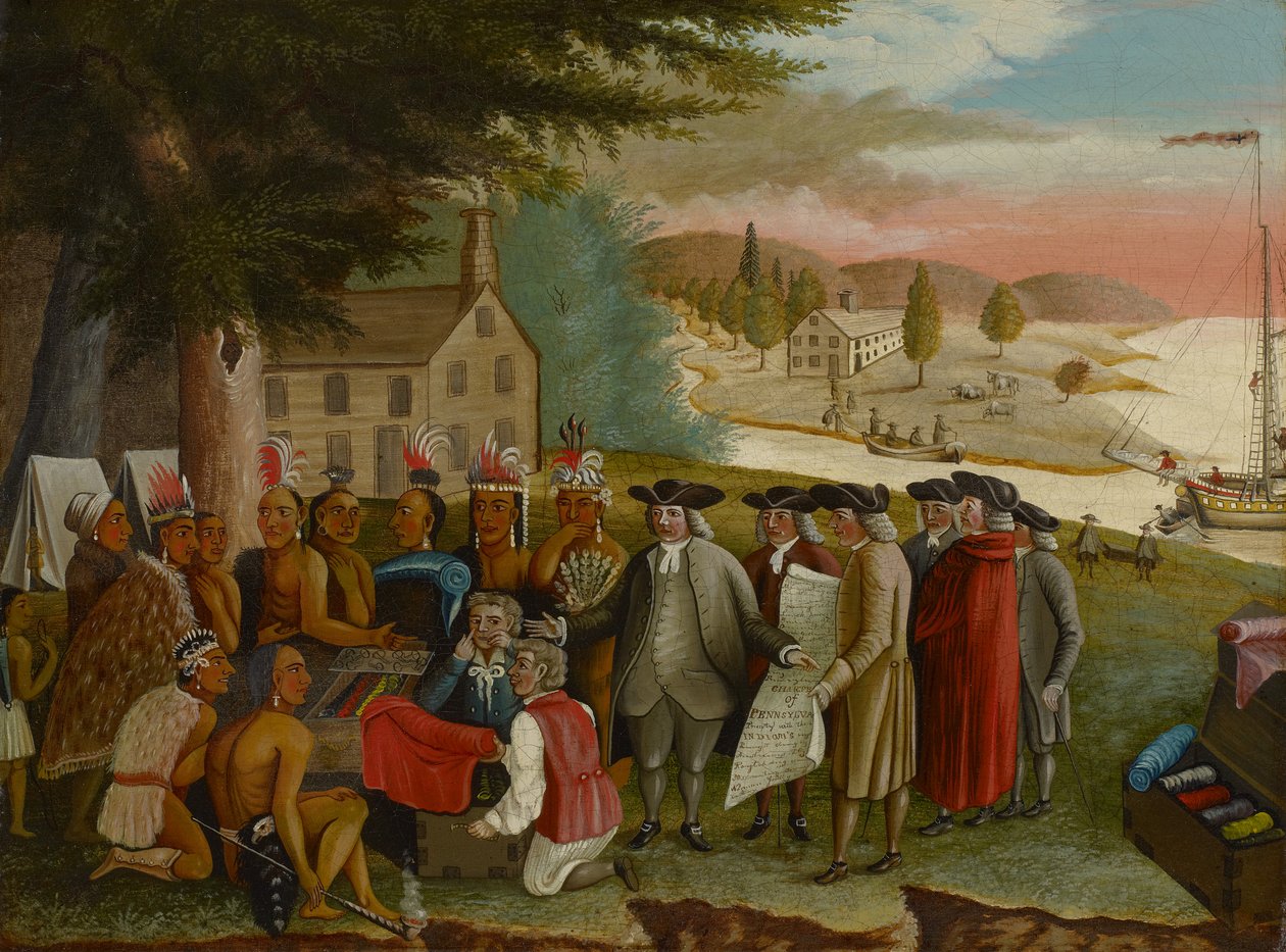 Penns traktat med indianerne, ca. 1830-40 (olje på lerret) av Edward Hicks