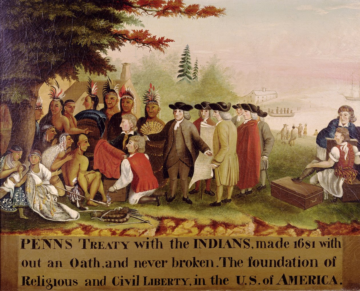 Penns traktat med indianerne i 1682, ca. 1840 av Edward Hicks