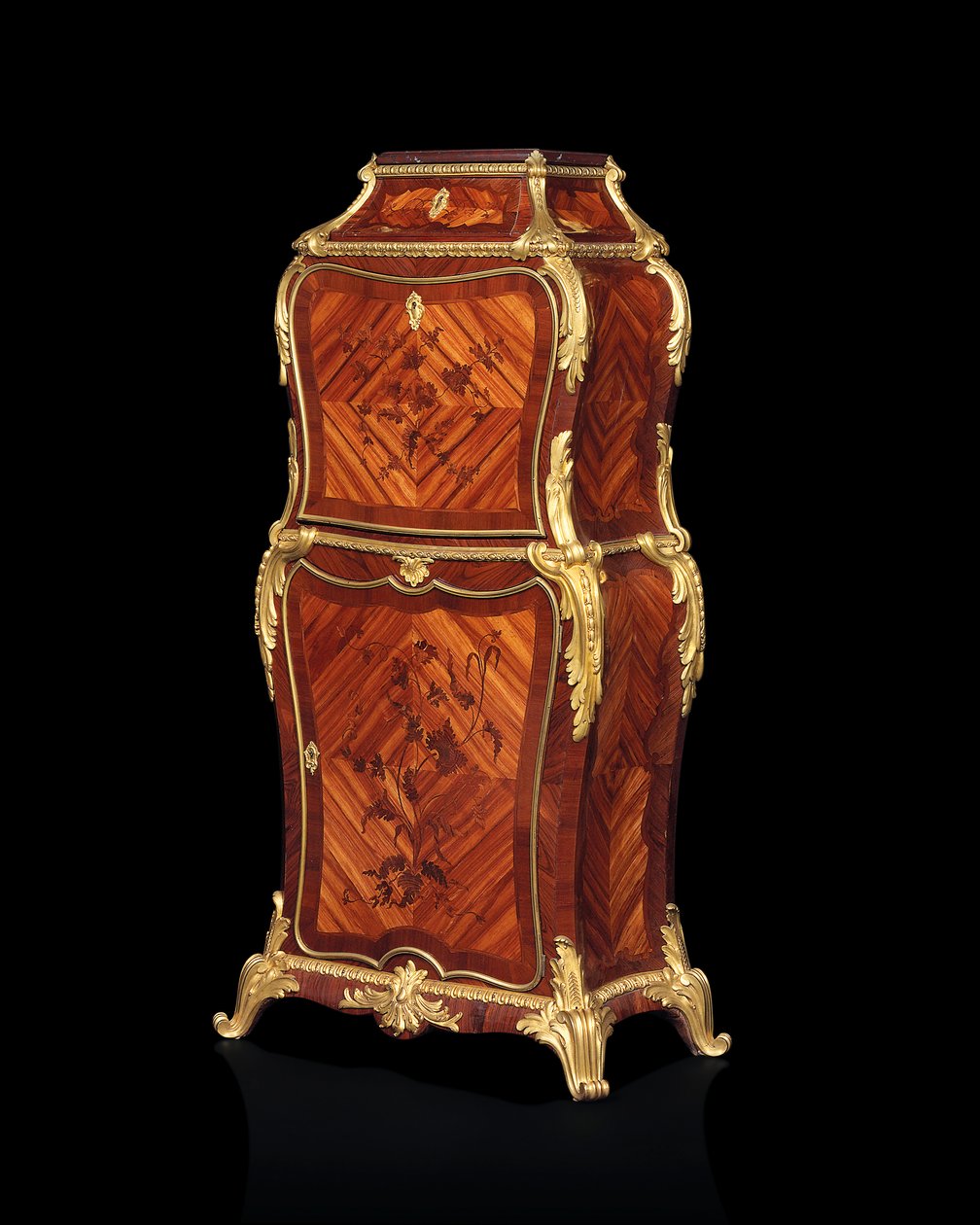 Petit secretaire a batattant, ca. 1860 (ormolu med kingwood, tulipwood & amaranth marquetry) av Edward Holmes Baldock