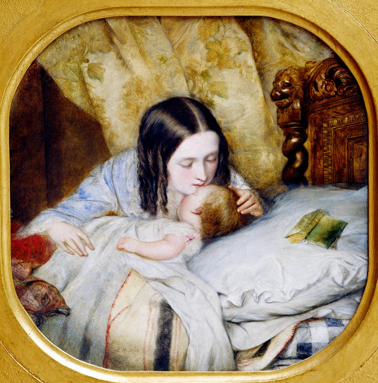 Nattekysset. En mor kysser babyen sin som nettopp har sovnet. Maleri av Edward Hugues (1832 - 1908), 1900-tallet. Lyon, Musee des Beaux Arts av Edward Hughes