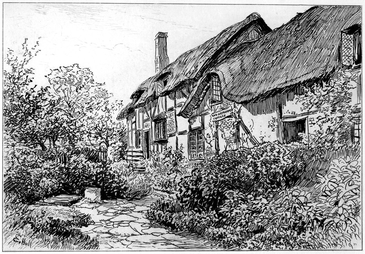 Anne Hathaways hytte ved Shottery, Stratford-upon-Avon, Warwickshire, 1885 av Edward Hull