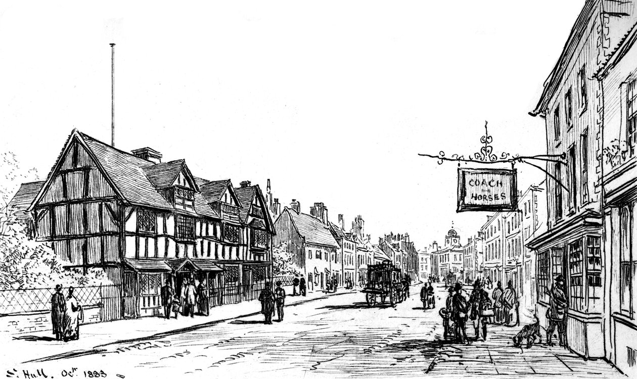 Fødestedet til Shakespeare, Stratford-upon-Avon, Warwickshire, 1885. av Edward Hull