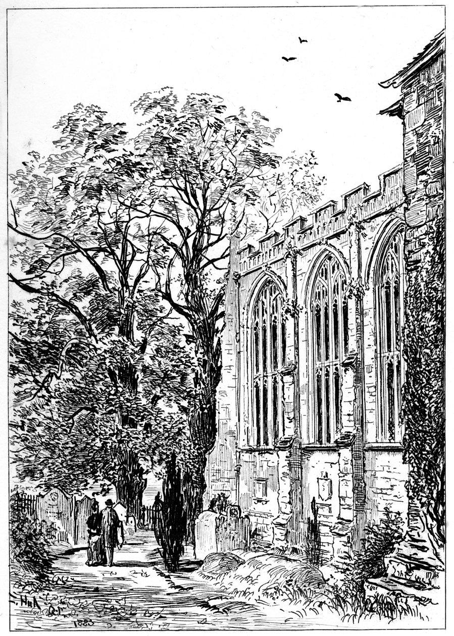 Koret til Stratford kirke, Stratford-upon-Avon, Warwickshire, 1885. av Edward Hull