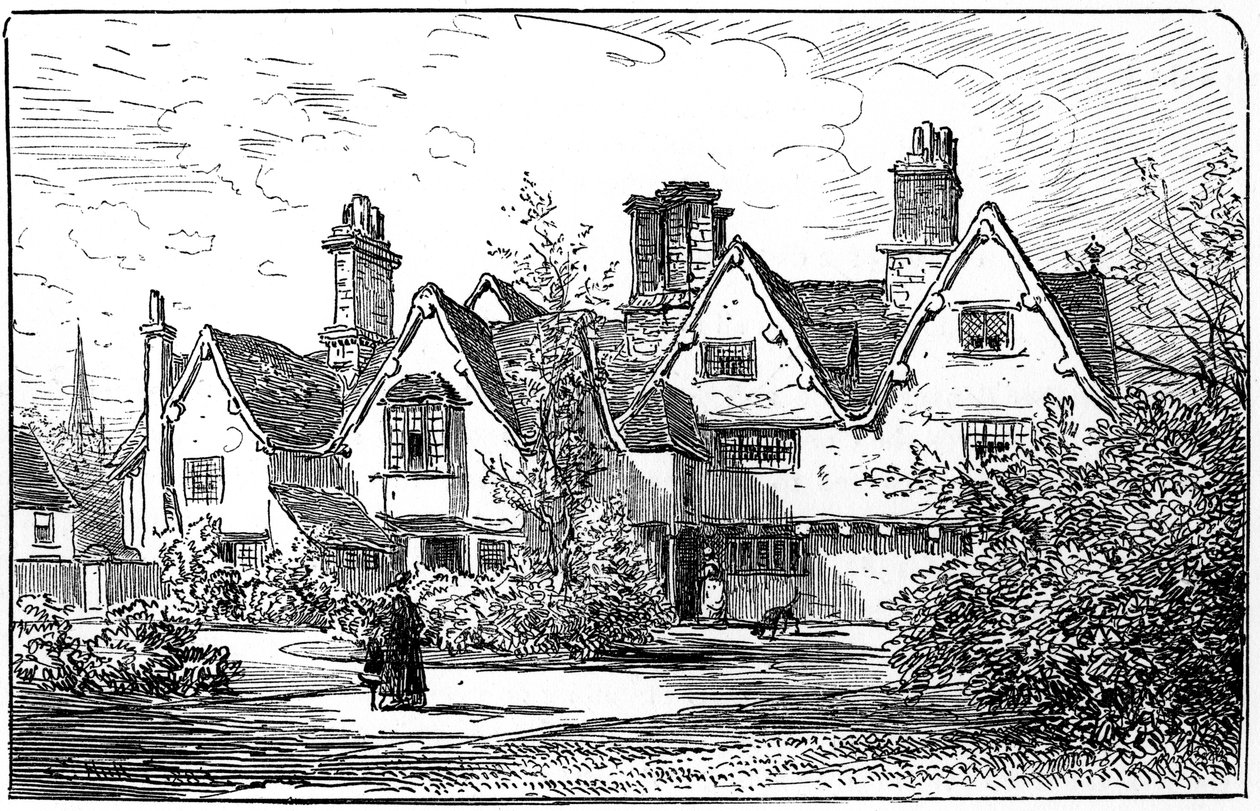 Huset til Dr John Hall, Stratford-upon-Avon, Warwickshire, 1885. av Edward Hull