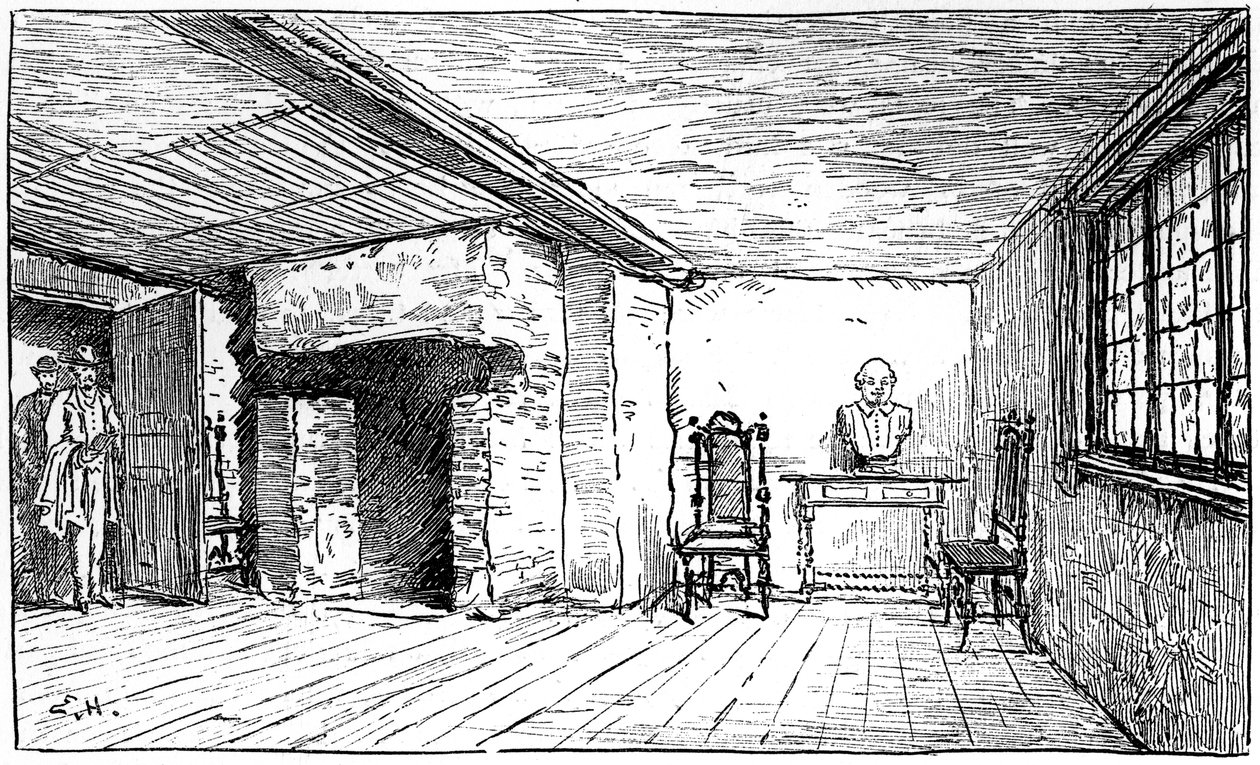 Rommet der Shakespeare ble født, Stratford-upon-Avon, Warwickshire, 1885. av Edward Hull