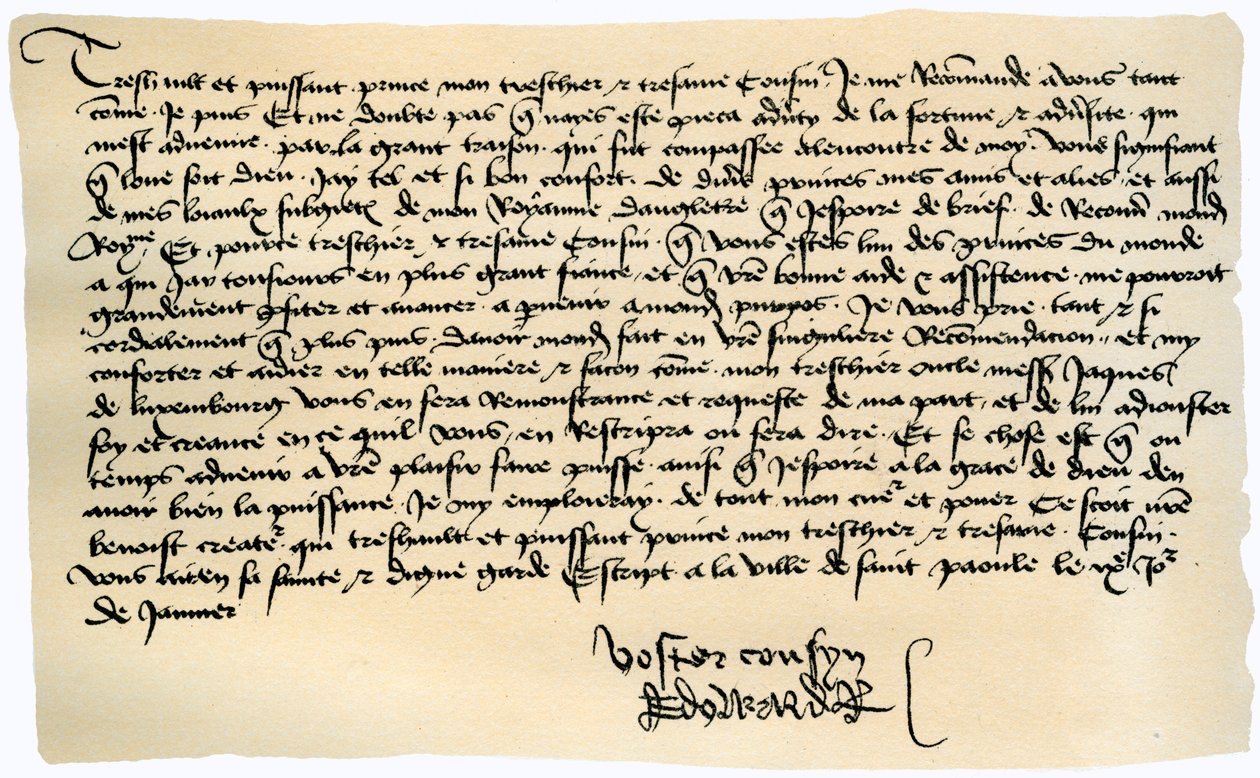 Brev fra Edvard IV til Frans II, hertug av Bretagne, 9. januar 1471. av Edward IV King of England