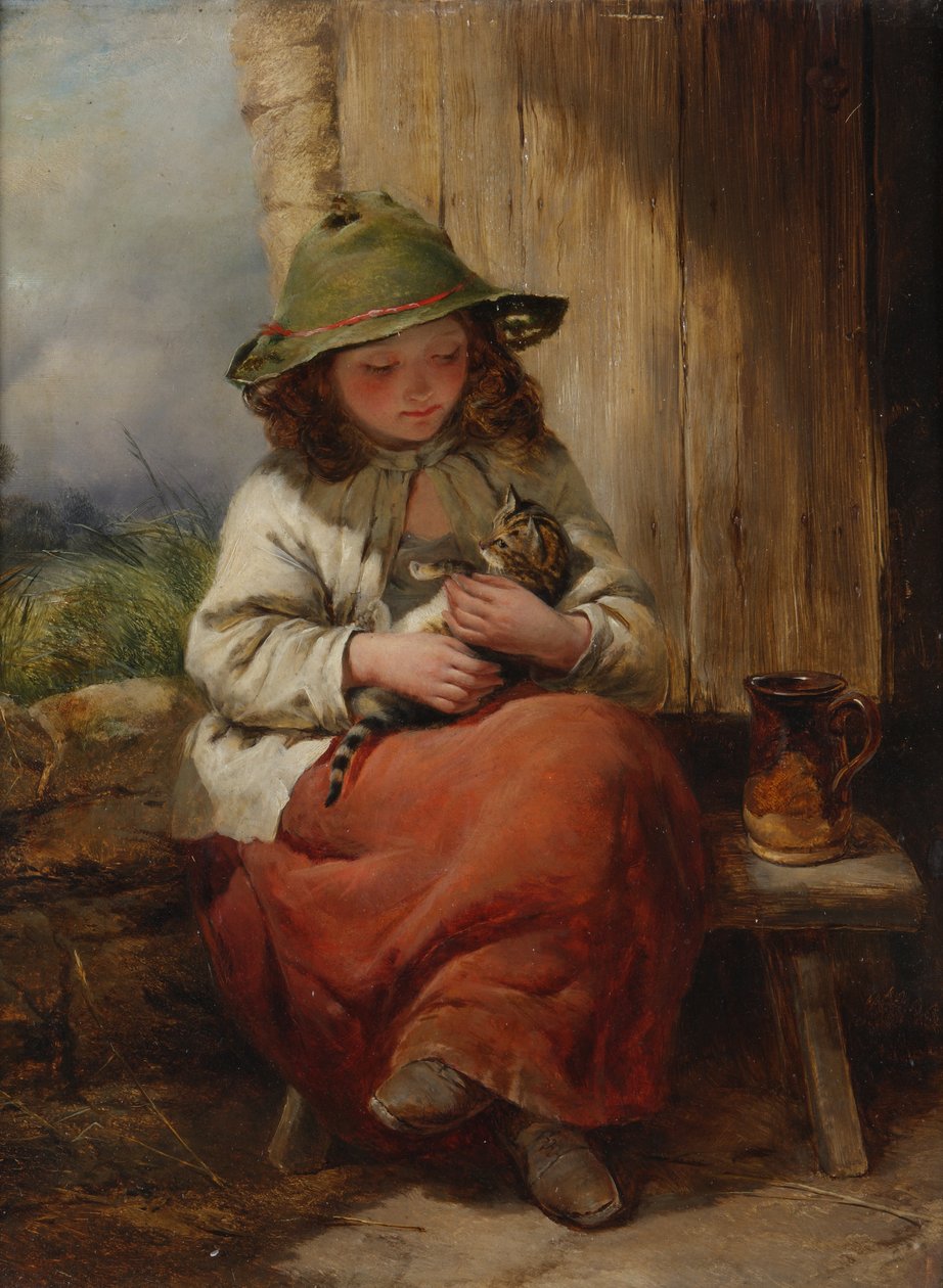 Barn med kattunge av Edward John Cobbett