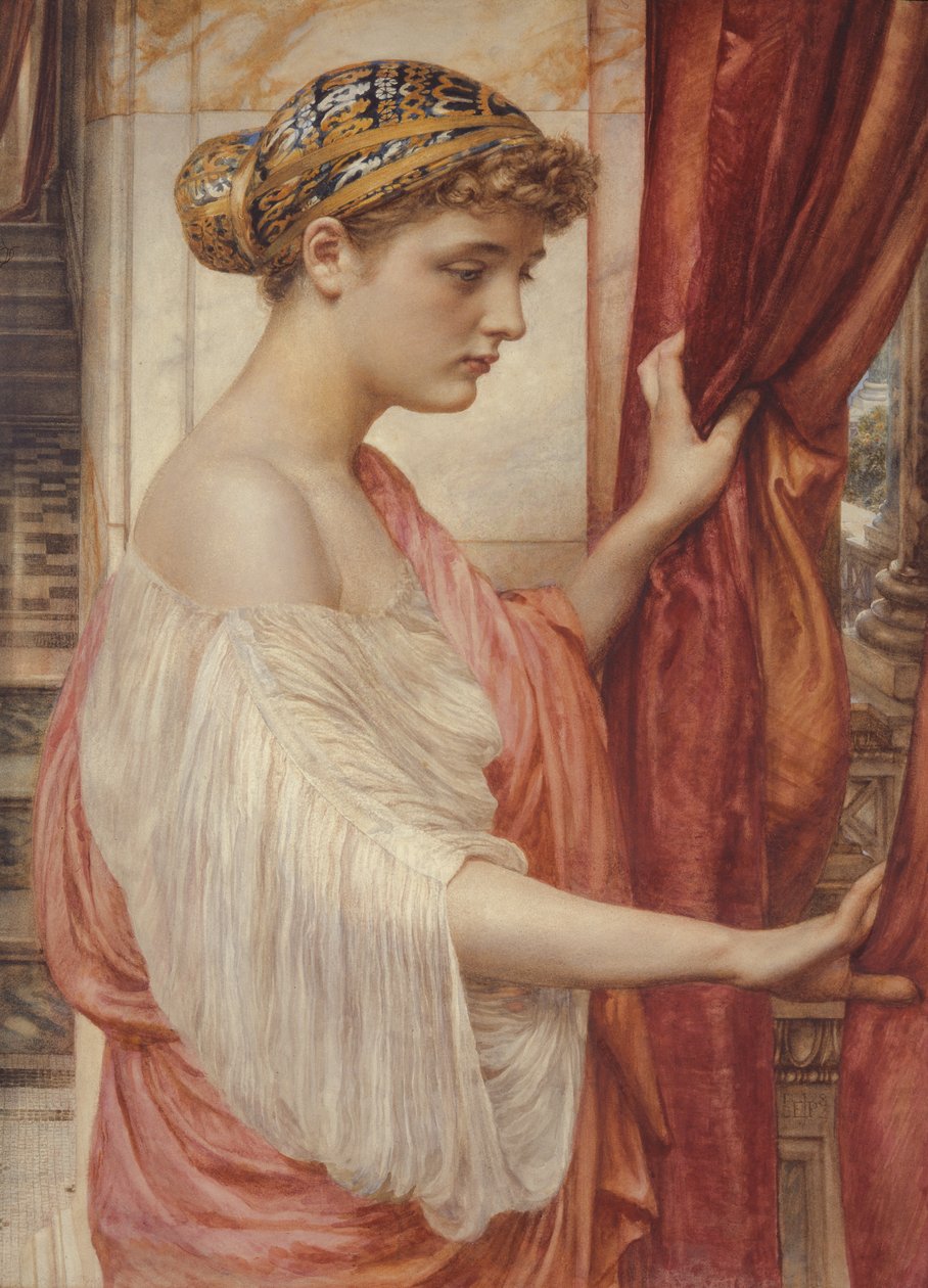 Ved vinduet, 1884 (wc på papir) av Edward John Poynter