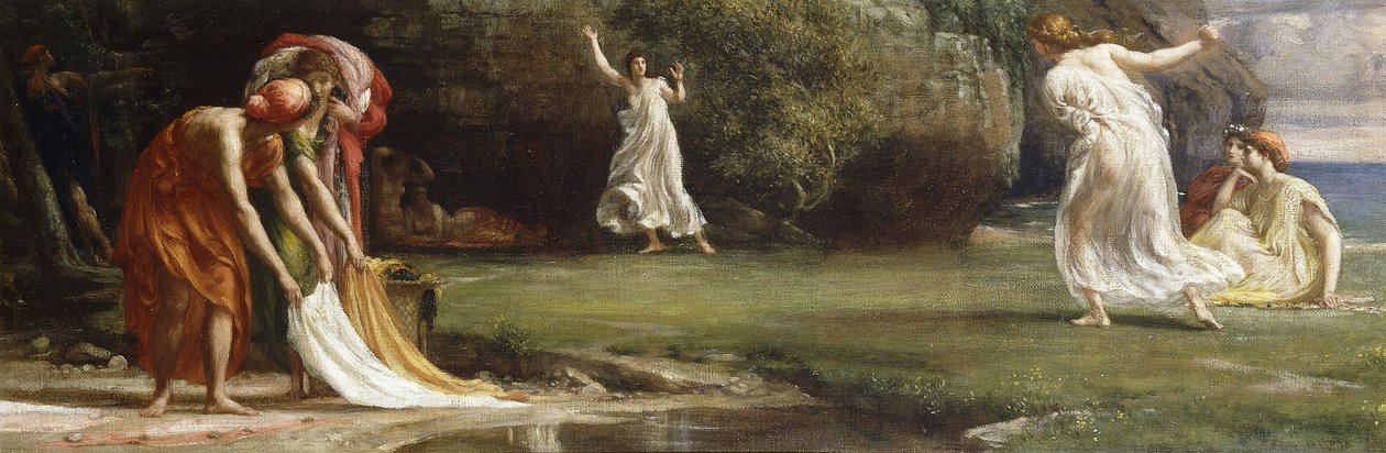 Nausicaa og hennes jomfruer spiller på Ball, 1875 av Edward John Poynter
