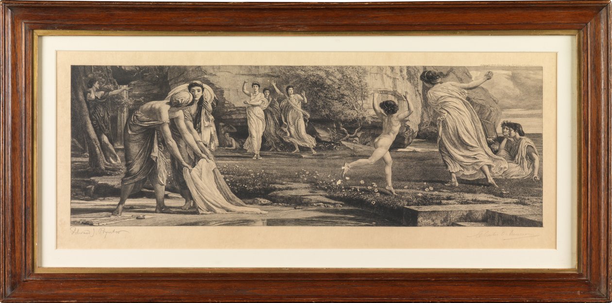 Nausicaa og hennes hushjelper (gravering) av Edward John Poynter