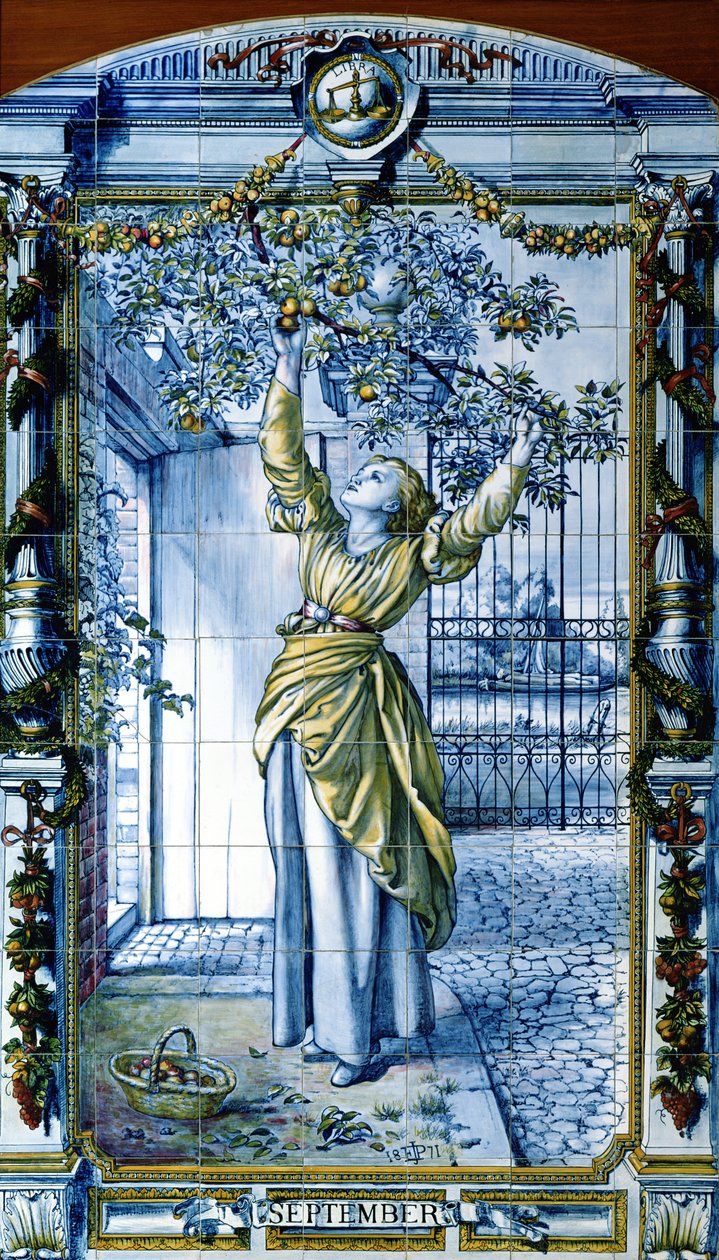 september, fra en serie flisepaneler for det nederlandske kjøkkenet av Edward John Poynter