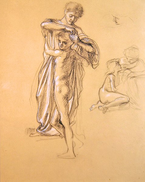 Study for Idle Fears (I), 1893 (kritt på papir) av Edward John Poynter