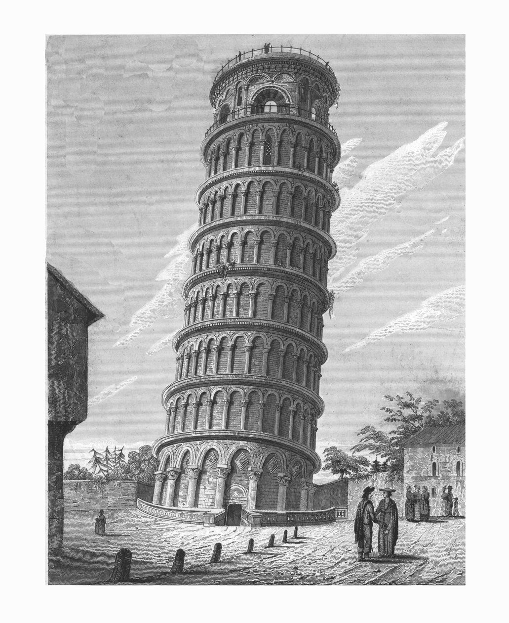 Det skjeve klokketårnet, i Pisa, c1824. av Edward John Roberts