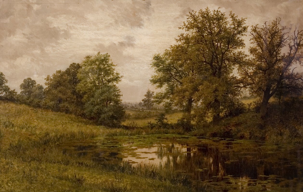 Dam nær Whittems Farm, nær Coundon, sent på 1800- og begynnelsen av 1900-tallet av Edward Junior Rudge