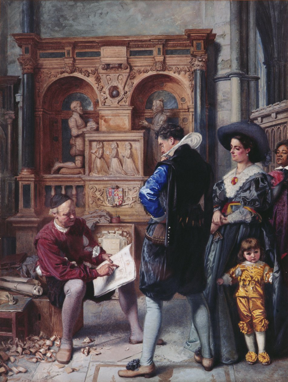 Et møte med arkitekten, 1866 (wc på papir) av Edward Killingworth Johnson