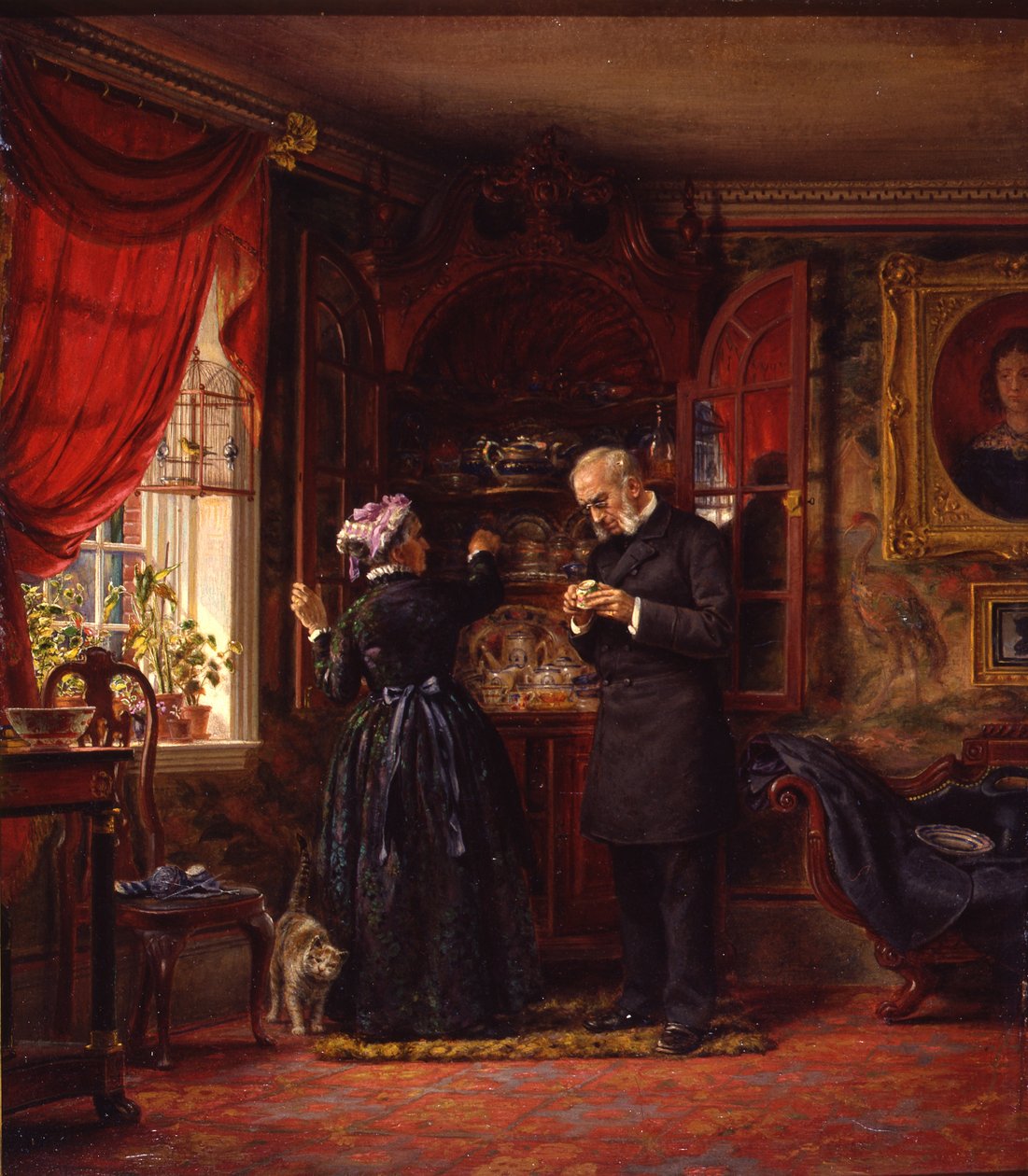A Lover of Old China, 1880 (olje på akademisk styre) av Edward Lamson Henry
