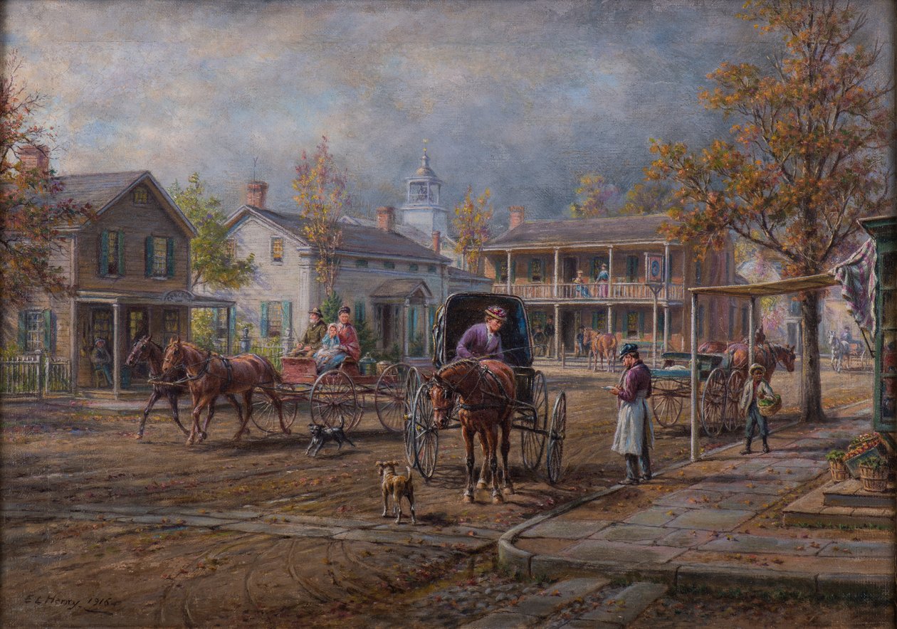 A Village Street, 1916 av Edward Lamson Henry