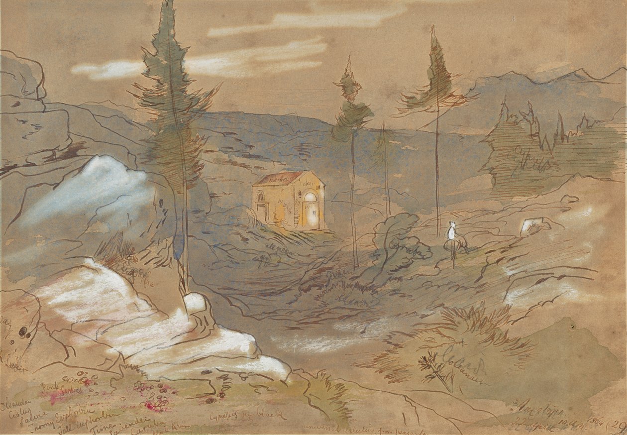 Et helligdom i nærheten av Khania på Kreta, Hellas av Edward Lear