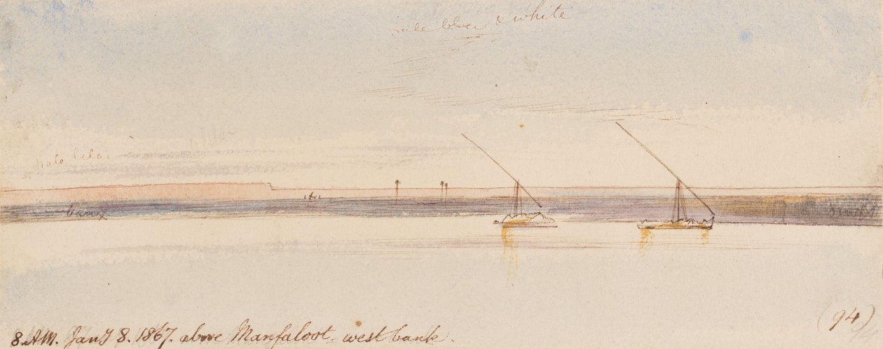 Over Manfaloot; kl. 08.00, 8. januar 1867 (94) av Edward Lear