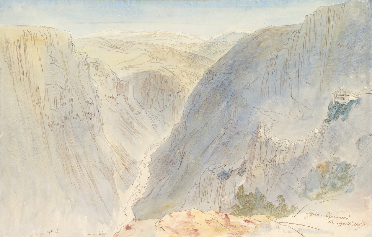 Agia Paraskevi, Epirus, Hellas, 13. april 1857. av Edward Lear
