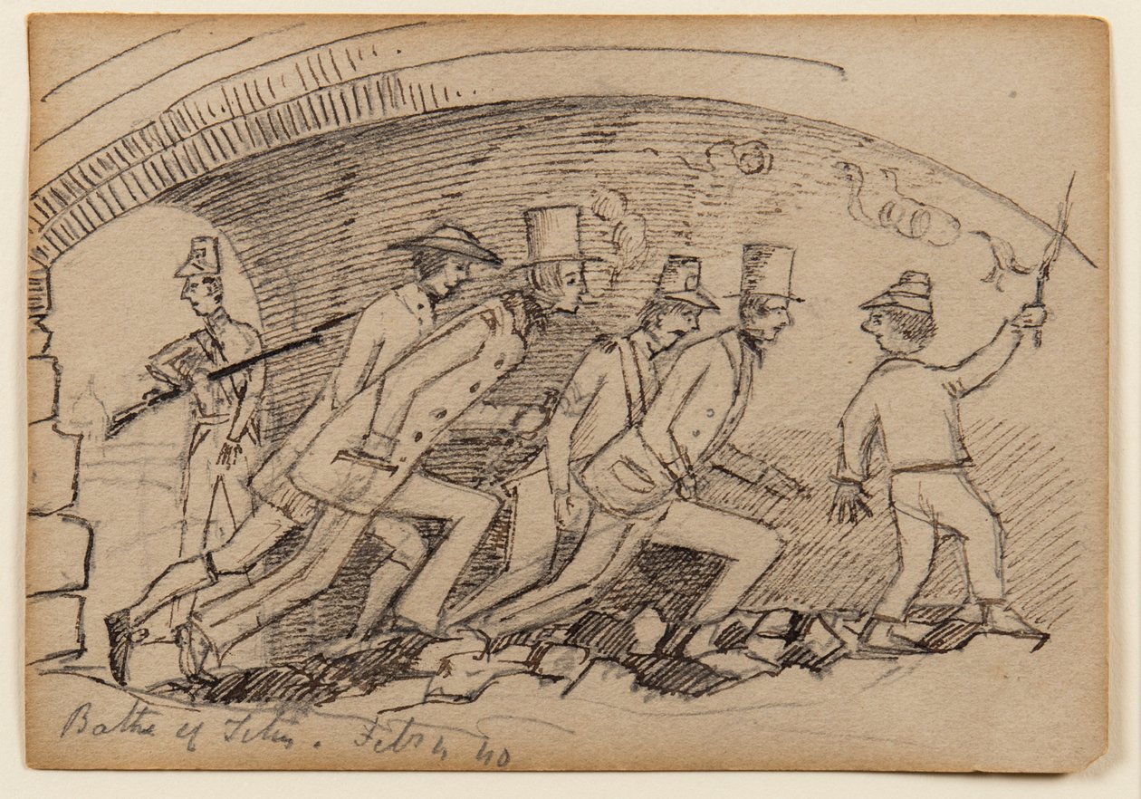 Baths of Titus, 1840 (blyant, penn og blekk på papir) av Edward Lear