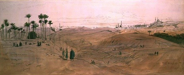 Kairo (penn og blekk og akvarell på papir) av Edward Lear