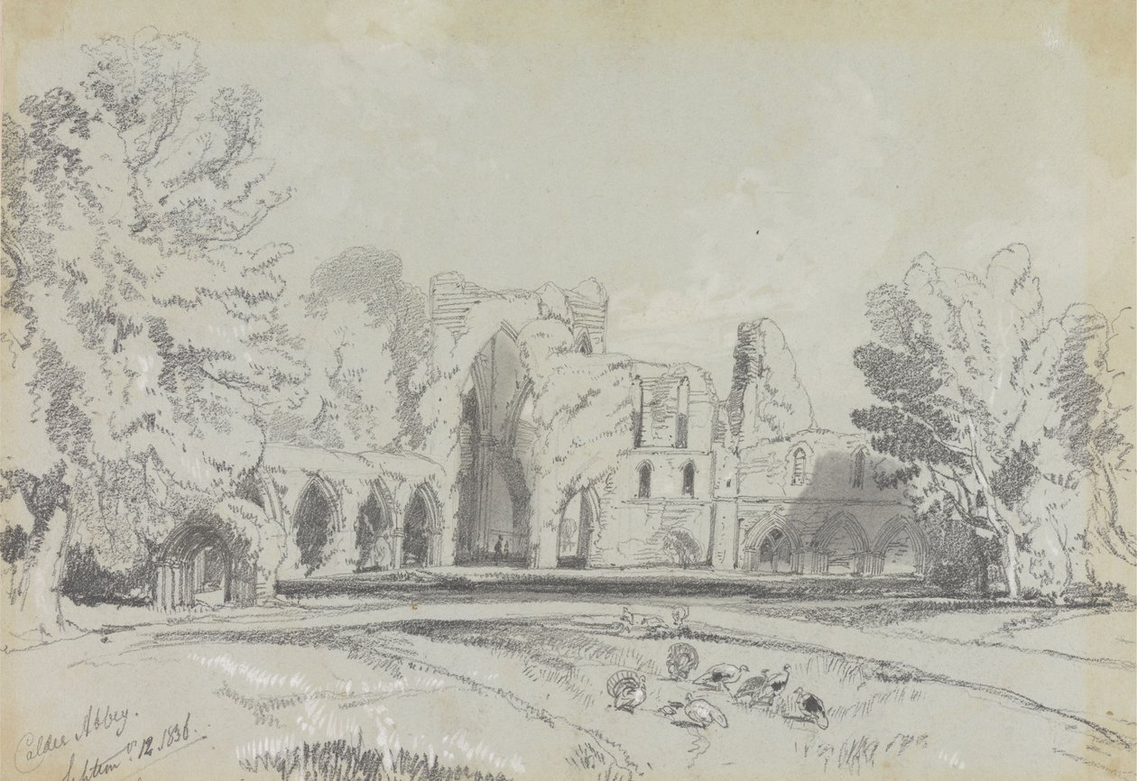 Calder Abbey, 12. september 1836 av Edward Lear