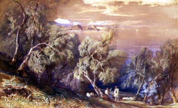 Korfu fra over landsbyen Analipsis av Edward Lear