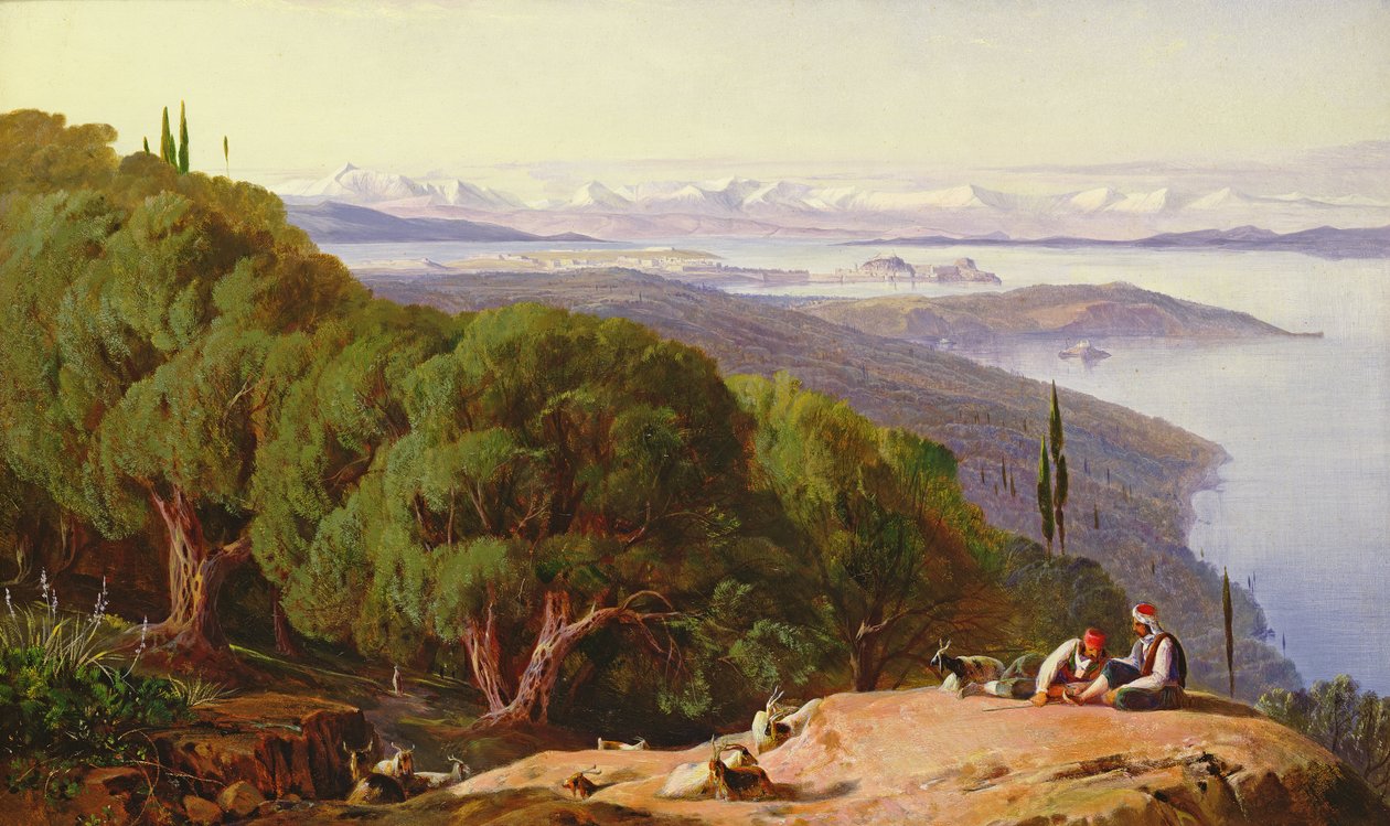Korfu fra Hill of Gastouri, 1857-58 av Edward Lear
