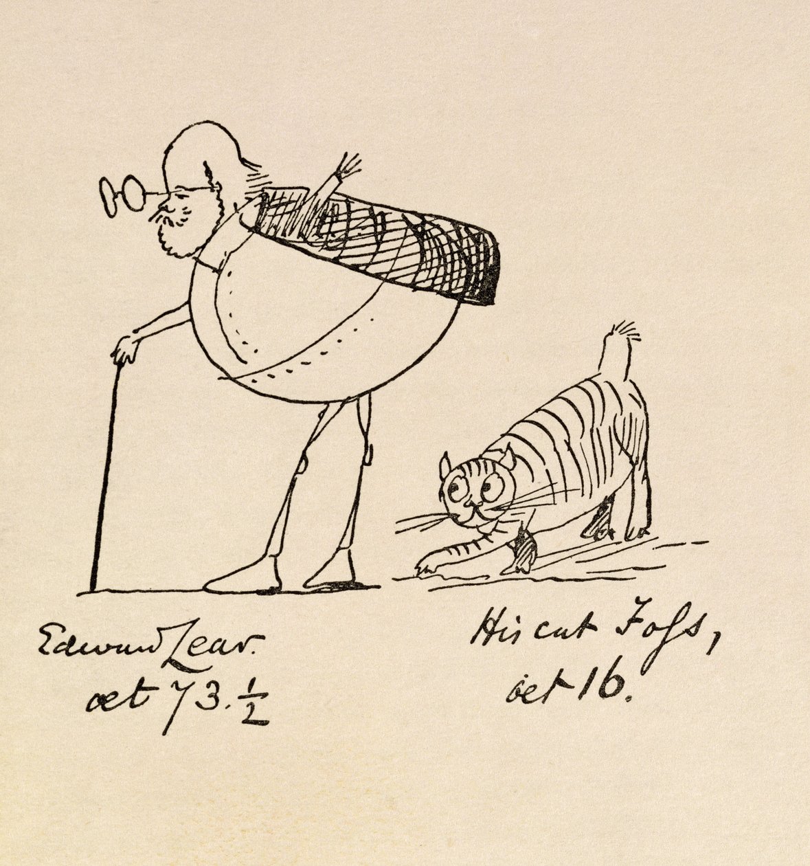 Edward Lear på 73 og en halv og hans katt Foss, 16 år av Edward Lear