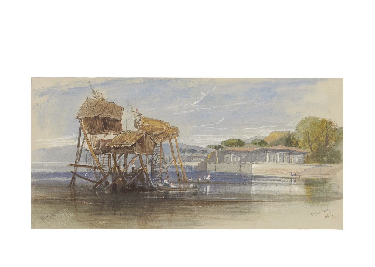 Fiskernes hus på Bosporos, 1848 av Edward Lear
