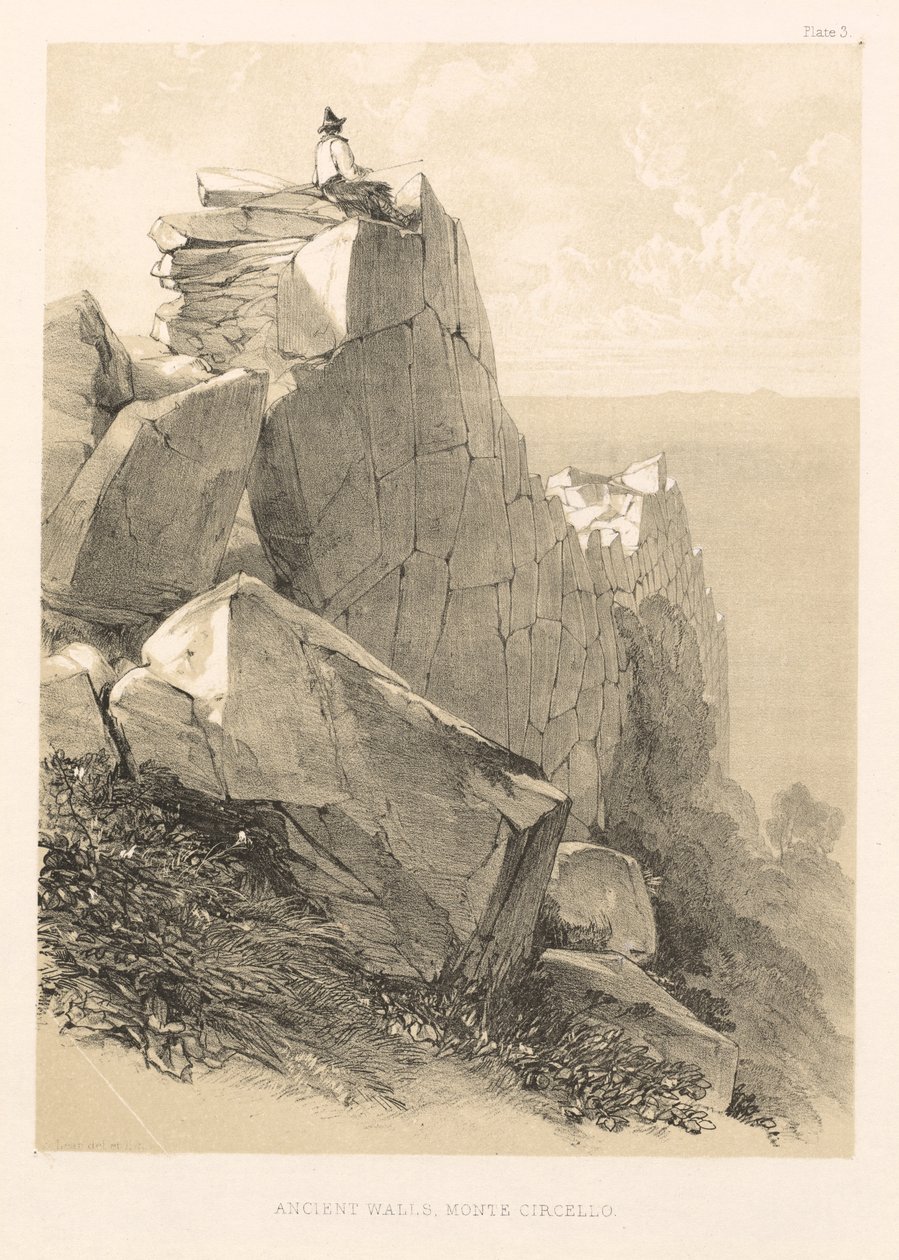 Illustrert ekskursjon i Italia (vol. II): Ancient Walls, Monte Circello av Edward Lear