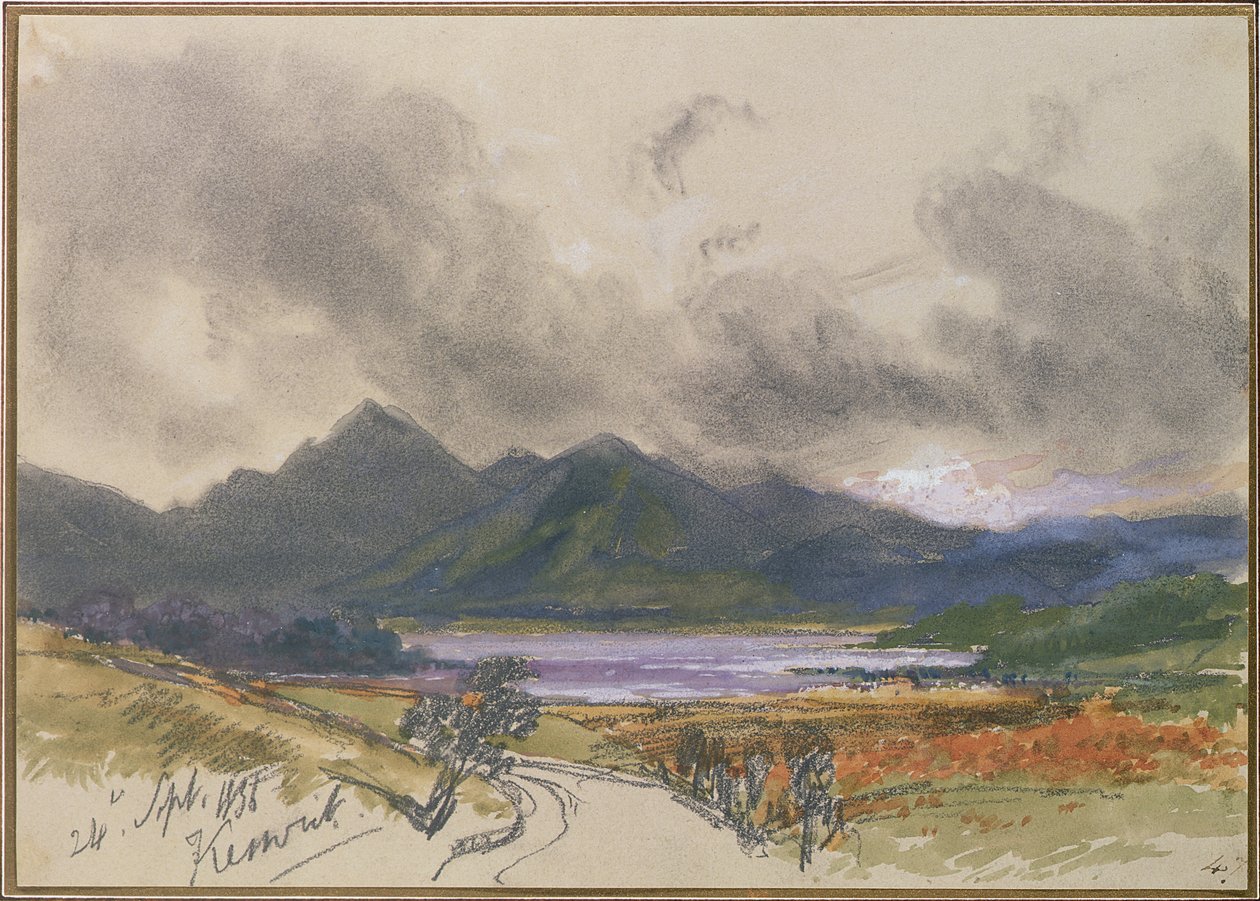 Keswick, 24. september 1836 (blyant og wc med hvitt på papir) av Edward Lear
