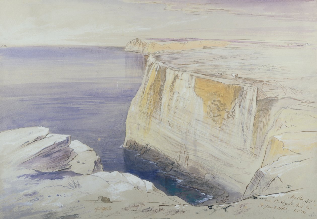 Malta, nær St. Angelo Hal Far av Edward Lear