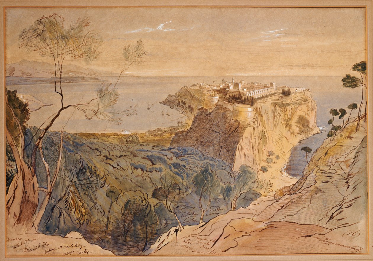 Monaco, 1864 av Edward Lear