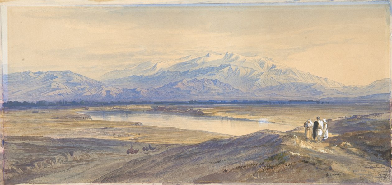 Olympus-fjellet sett fra Larissa i Thessalia, Hellas av Edward Lear