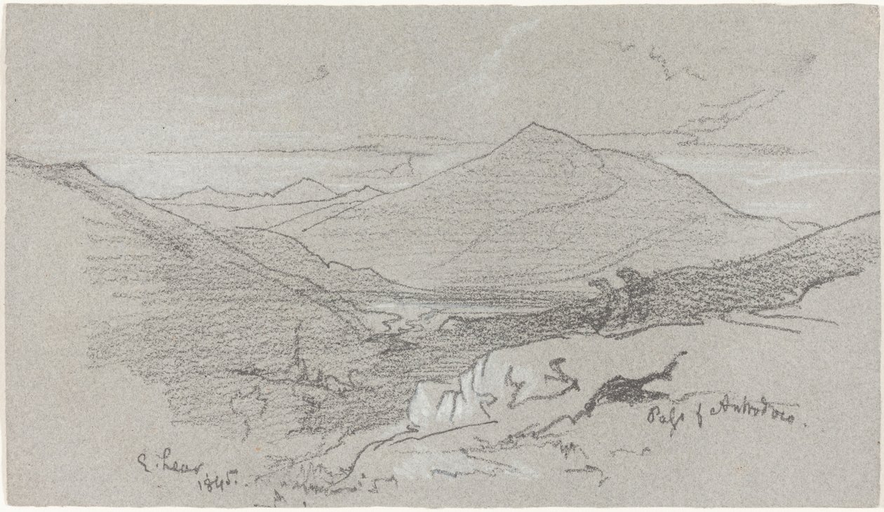 Fjellutsikt fra Antrodoco, 1845. av Edward Lear