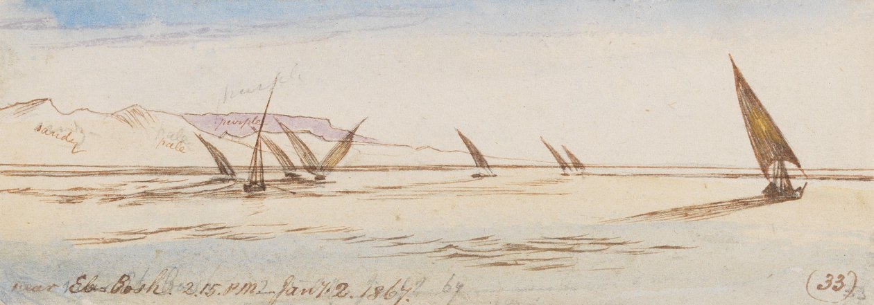 I nærheten av Eb-Bosh; kl. 14.15, 2. januar 1867 (33) av Edward Lear