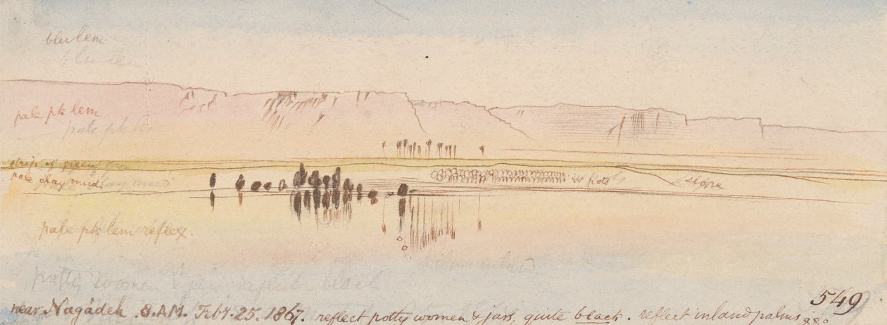Nær Negadeh; 08.00, 25. februar 1867 (549) av Edward Lear